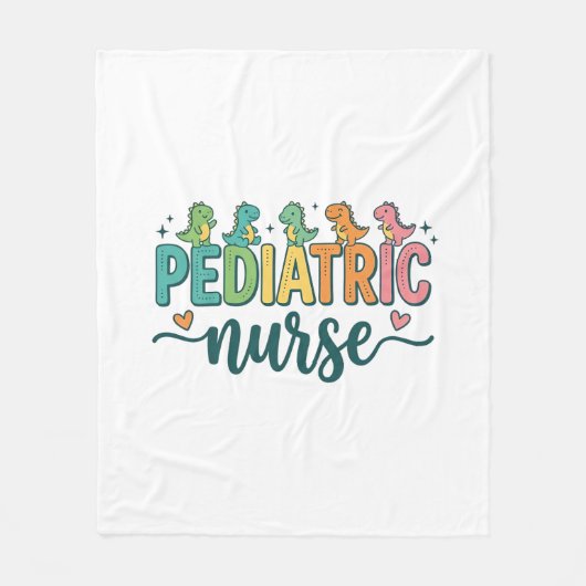 Kinderkrankenschwester Dinosaurier Vintage Style S Fleecedecke (Vorderseite)