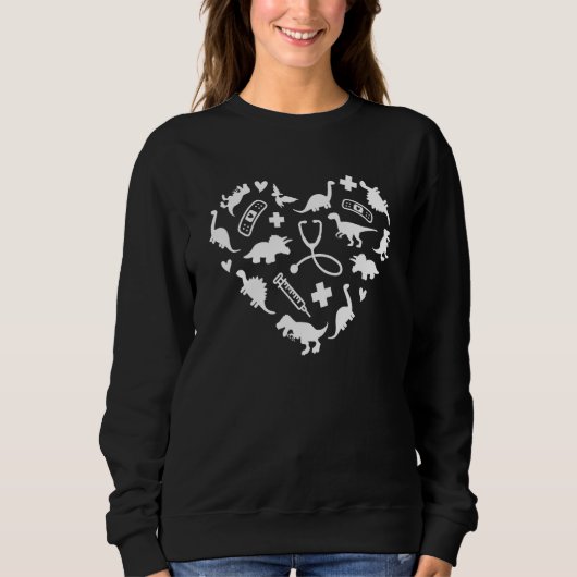 Kinderkrankenschwester Herz Süßer Dinosaurier Kind Sweatshirt (Vorderseite)