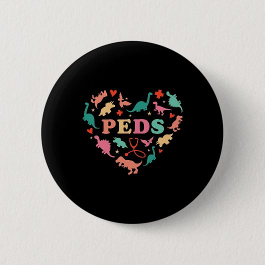 Kinderkrankenschwester-Team Süße Bunte Dinosaurier Button (Vorderseite)