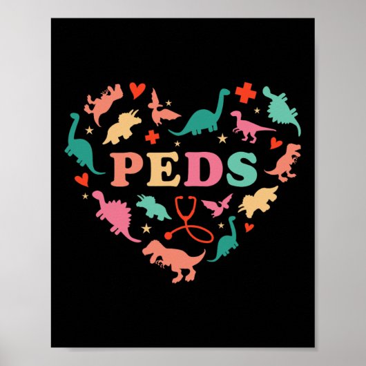 Kinderkrankenschwester-Team Süße Bunte Dinosaurier Poster (Vorne)