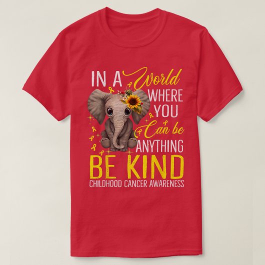Kinderkrebs-Bewusstsein Sonnenblumen-Elefant sein T-Shirt (Design vorne)