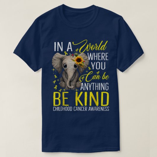 Kinderkrebs-Bewusstsein Sonnenblumen-Elefant sein  T-Shirt (Design vorne)
