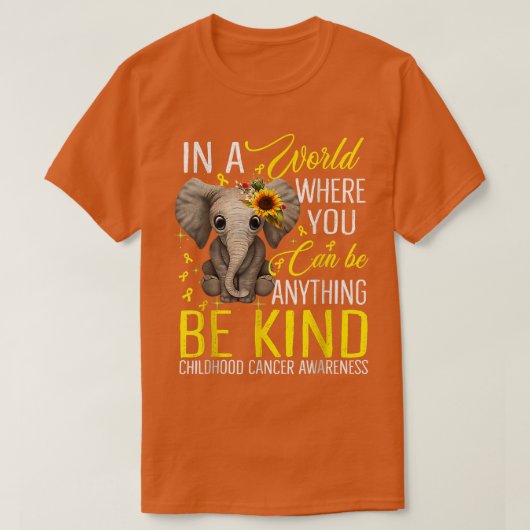 Kinderkrebs-Bewusstsein Sonnenblumen-Elefant sein  T-Shirt (Design vorne)