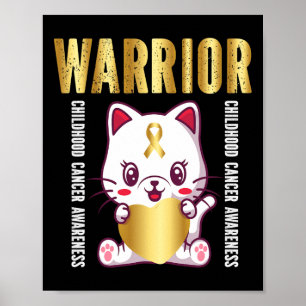 Kinderkrebs-Bewusstsein-Warrior Süße Katze Poster