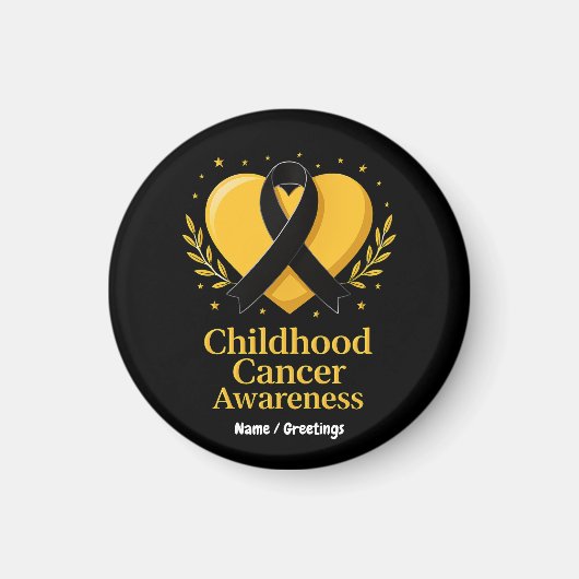 Kinderkrebs-Sensibilisierungskampagne Gold Herz Magnet (Vorne)