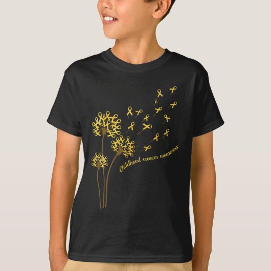 Kinderkrebsbewusstsein Dandelion Blume Gold R T-Shirt (Vorderseite)