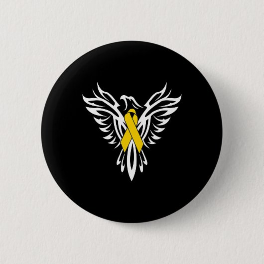 Kinderkrebsbewusstsein Goldband Phoenix Button (Vorderseite)
