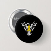 Kinderkrebsbewusstsein Goldband Phoenix Button (Vorne & Hinten)