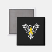 Kinderkrebsbewusstsein Goldband Phoenix Magnet (Vorderseite/Rückseite)