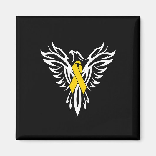 Kinderkrebsbewusstsein Goldband Phoenix Magnet (Vorne)