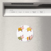 Kinderkühe Kunstillustrierung in Weiß Magnet (In Situ (Geschirrspüler))