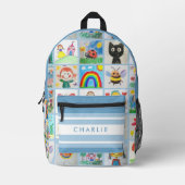 Kinderkunst 25 Zeichnungen Collage School Bedruckter Rucksack (Vorderseite)