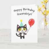 Kinderkunst-Anzugkatze Geburtstag Karte (Gelbe Blume)