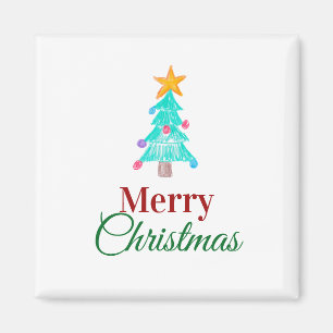 Kinderkunst Frohe Weihnachten. Fügen Sie die Kunst Magnet