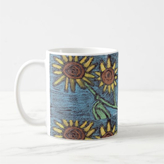 Kinderkunst für CHOC - Sonnenblumen Forever Kaffeetasse (Links)