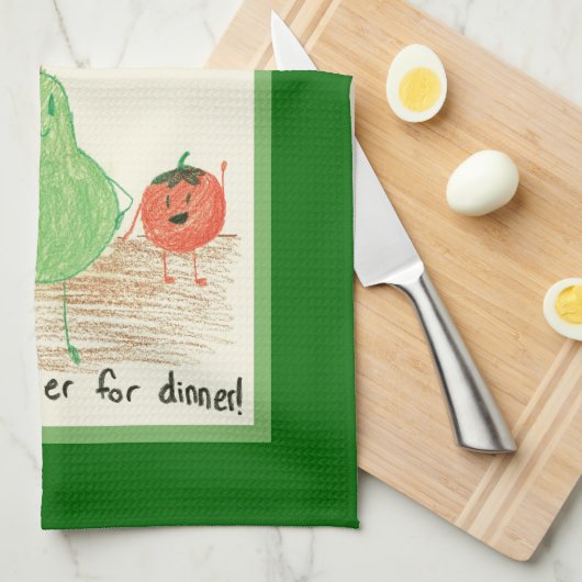 Kinderkunst, Grün Geschirrtuch (Viertel Falte)