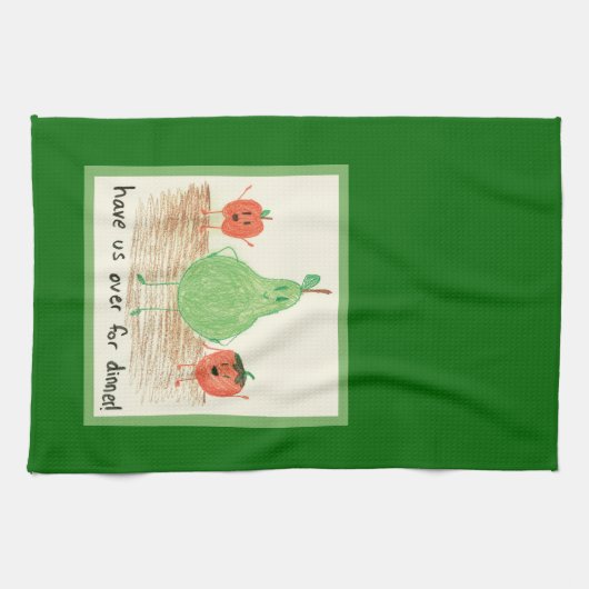 Kinderkunst, Grün Geschirrtuch (Horizontal)
