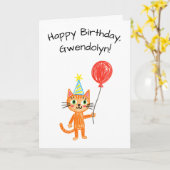 Kinderkunst Orange Katze Geburtstag Karte (Gelbe Blume)