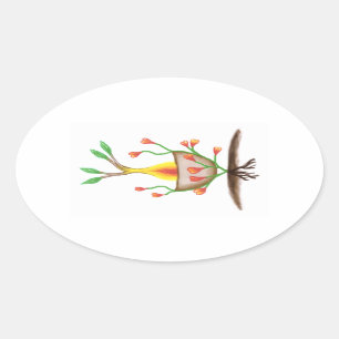 Kinderkunst Ovaler Aufkleber