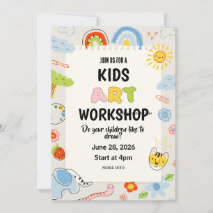 Kinderkunst-Workshop Kinderbastelparty Einladung