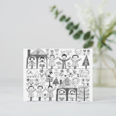 Kinderkunst Zeichne von Kindern und Tieren Postkarte (Stehend Vorderseite)
