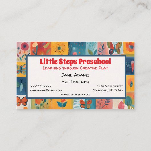 Kinderkünstlerin Kindergarten Kindergartenlehrer Visitenkarte (Vorderseite)