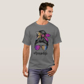 Kinderleben mit Regenbogen-Leopard-Messy Bun Mothe T-Shirt (Vorne ganz)