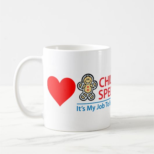 Kinderleben-Spezialist, der Herz-Tasse ablenkt Kaffeetasse (Links)