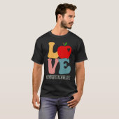 Kinderlehrer Liebe Apple Groovy Retro Niedlich Bac T-Shirt (Vorne ganz)