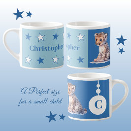 Kinderleopard-Tasse personalisierter Name blau Espressotasse