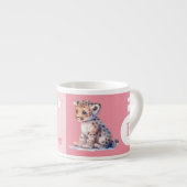 Kinderleopard-Tasse personalisierter Name Rosa Espressotasse (Vorderseite Rechts)