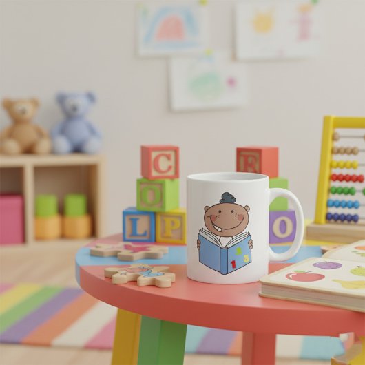 Kinderlesen eines Mathematikbuchs Kaffeetasse