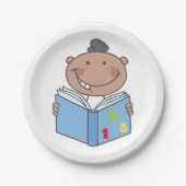 Kinderlesen eines Mathematikbuchs Pappteller (Vorderseite)