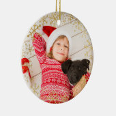 Kinderliche Weihnachts-Gold-Schneeflocken nach Maß Keramik Ornament (Rechts)