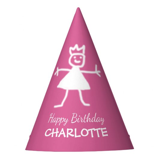 Kinderlicher Zeichnend Prinzessin, benutzerdefinie Partyhütchen (Vorderseite)