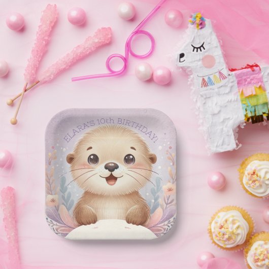 Kinderlilac Sea Otter Niedliche Geburtstag Party Pappteller (Party)