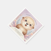 Kinderlilac Sea Otter Niedliche Geburtstag Party Serviette (Ecke)