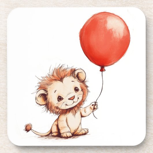 Kinderlion mit Red Balloon Getränkeuntersetzer (Vorderseite)