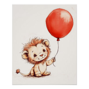 Kinderlion mit Red Balloon Poster