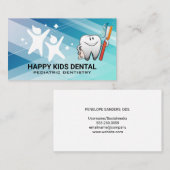Kinderlogo | Dental Tooth und Brush Cartoon Visitenkarte (Vorne/Hinten)