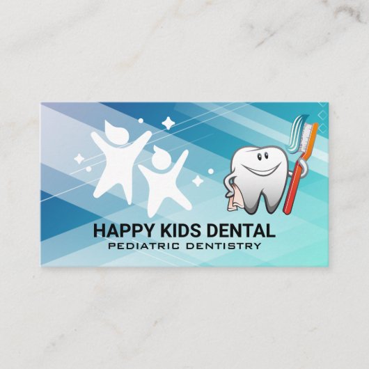 Kinderlogo | Dental Tooth und Brush Cartoon Visitenkarte (Vorderseite)