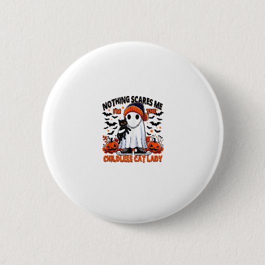 Kinderlose Cat Lady Halloween Spooky Ghost-Kostüm Button (Vorderseite)