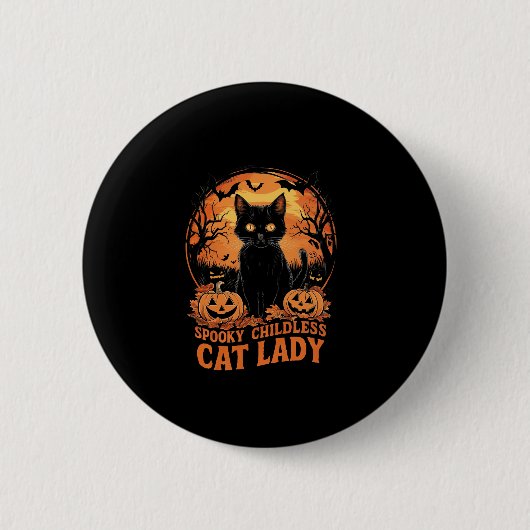 Kinderlose Cat Lady Halloween Spooky Hexenwahl Button (Vorderseite)