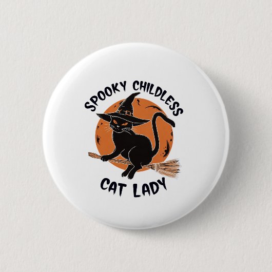 Kinderlose Cat Lady Halloween Spooky Hexenwahl Button (Vorderseite)