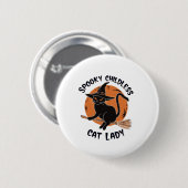 Kinderlose Cat Lady Halloween Spooky Hexenwahl Button (Vorne & Hinten)