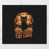 Kinderlose Cat Lady Halloween Spooky Hexenwahl Schaumweinetikett (Einzelnes Label)
