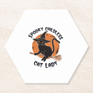 Kinderlose Cat Lady Halloween Spooky Hexenwahl Untersetzer