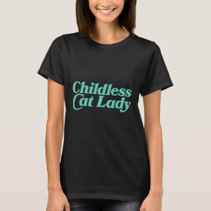 Kinderlose Cat Lady Retro Vibrany T-Shirt