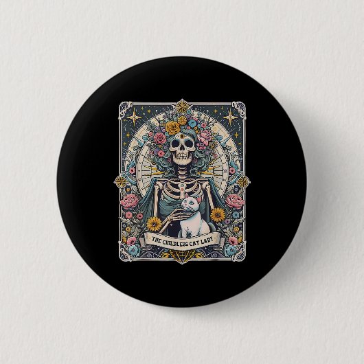 Kinderlose Cat Lady Tarot Card Button (Vorderseite)