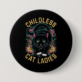 Kinderlose Cat Ladys 2024 Feminist Button (Vorderseite)